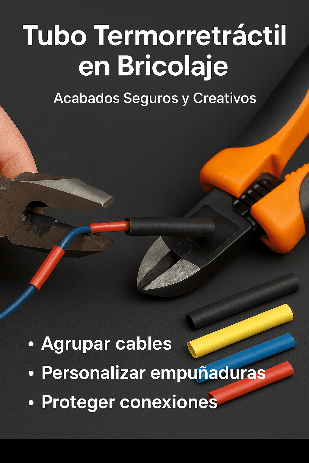 Tubo termorretráctil aplicado en conexión eléctrica para aislar cables, evitar cortocircuitos y proteger empalmes frente a humedad y polvo