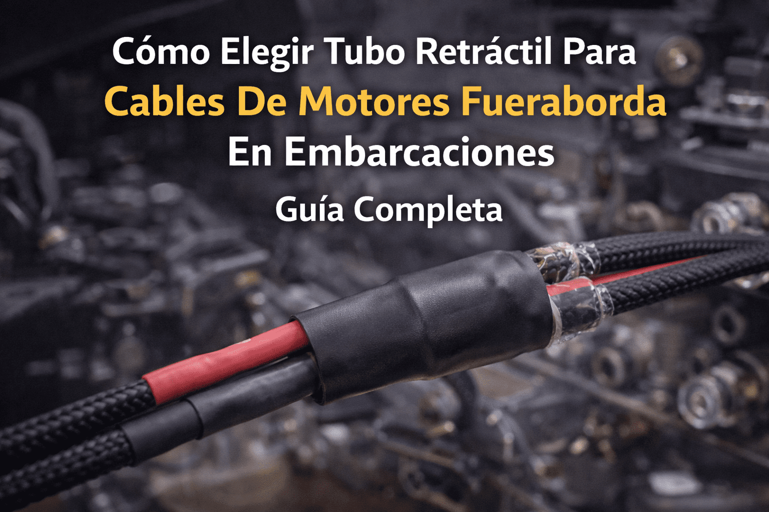 Tubo Retráctil Fueraborda Protegiendo Cables De Motor En Embarcación Con Sellado Adhesivo